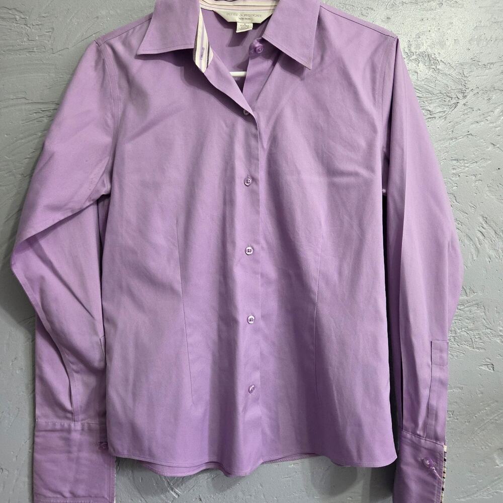 Petite Sophisticate Non-Iron Woman's Purple Button Down Dress Shirt size S
